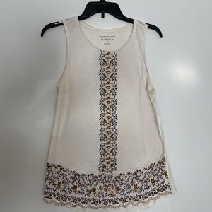 NWOT Lucky Brand Embroidery Detail Sleeveless Top